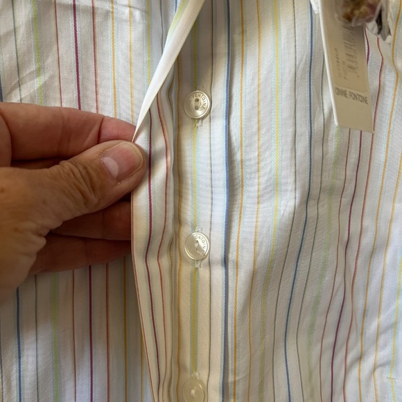 SOLD ANNE FONTAINE SONIA SHIRT NWT 40 6-8 PASTEL STRIPES CLASSIC OFFICE TIMELESS - Picture 6 of 13